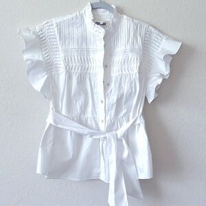 NEW Diane Von Furstenberg Ivory Buttondown Blouse size 0